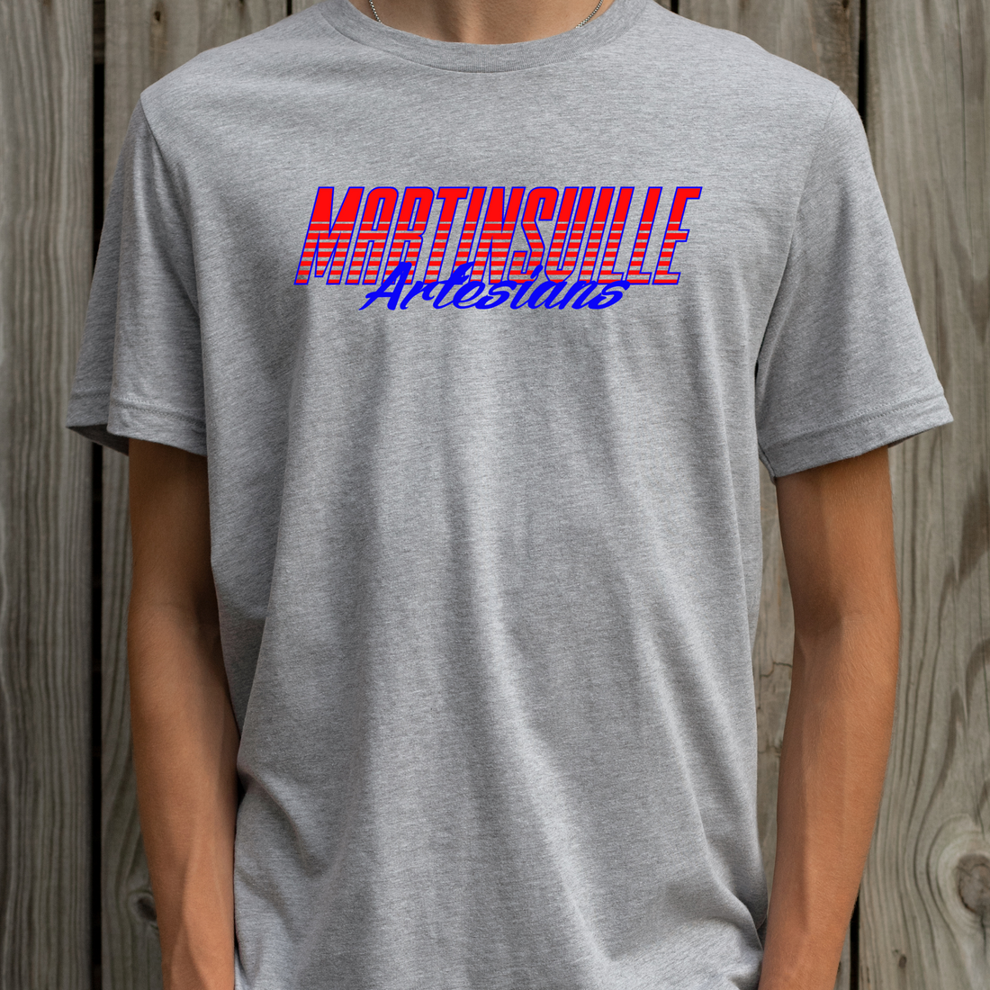 Artesians Striped Grey T-Shirt – Unisex School Spirit Tee