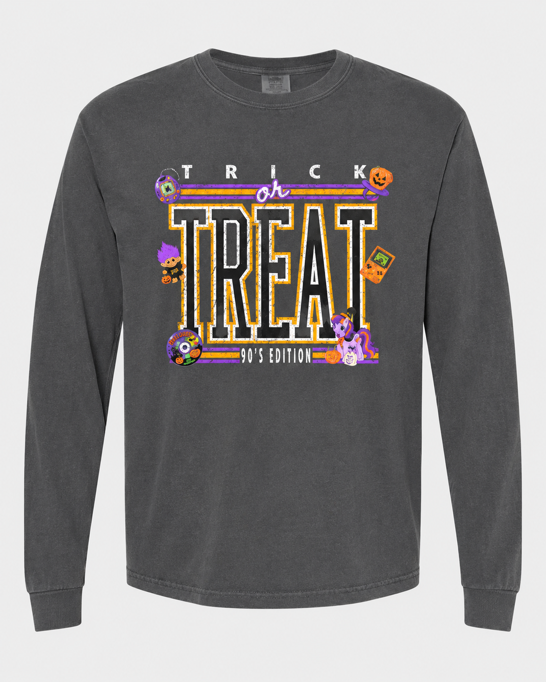 90s Halloween Trick or Treat Comfort Colors Long Sleeve